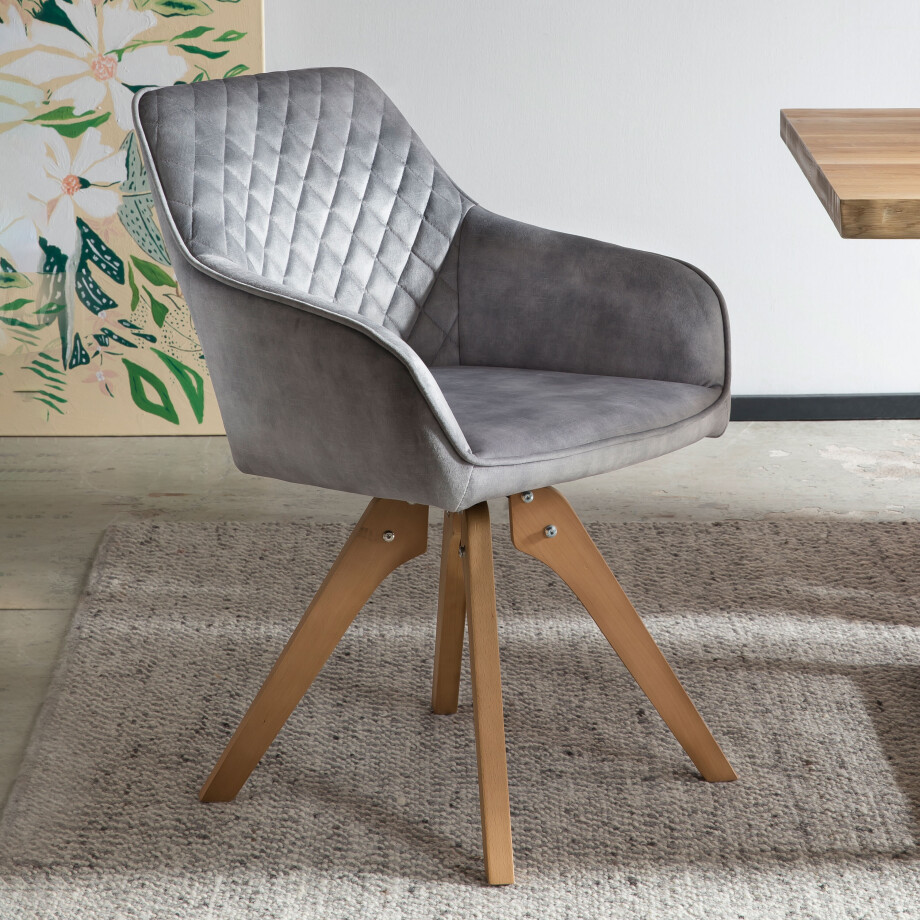 Artistiq Eetkamerstoel 'Mercur' Velvet, kleur grijs Artistiq Eetkamerstoel 'Mercur' Velvet, kleur grijs afbeelding 1