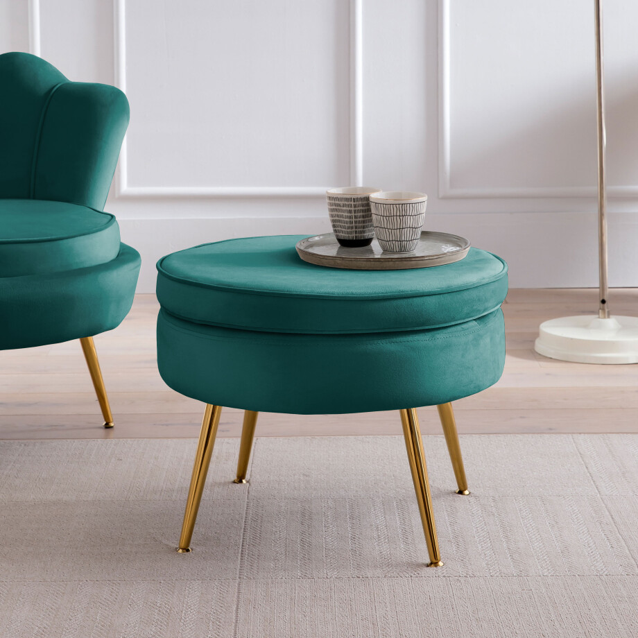 Artistiq Poef 'Andres' Velvet, kleur groen Artistiq Poef 'Andres' Velvet, kleur groen afbeelding 1