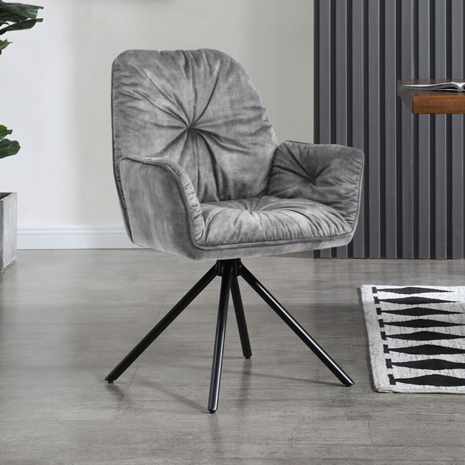 Artistiq Eetkamerstoel 'Gadi' Velvet, kleur grijs Artistiq Eetkamerstoel 'Gadi' Velvet, kleur grijs afbeelding 1