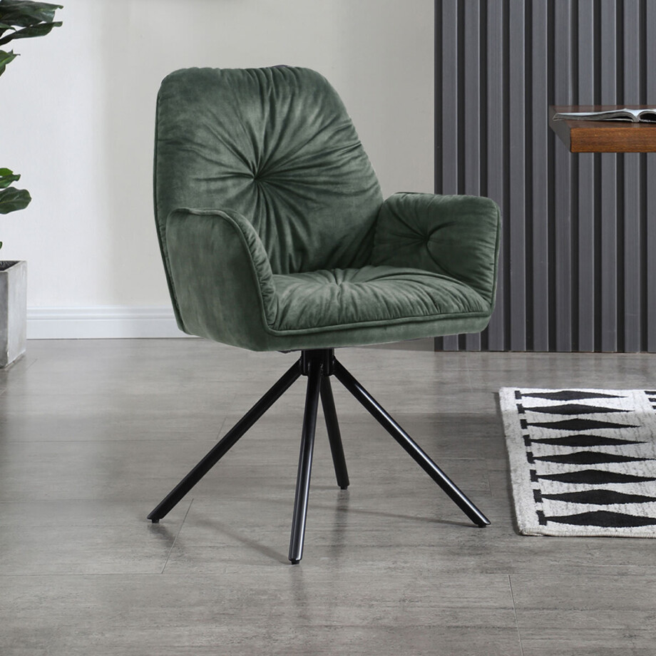 Artistiq Eetkamerstoel 'Gadi' Velvet, kleur donkergroen Artistiq Eetkamerstoel 'Gadi' Velvet, kleur donkergroen afbeelding 1