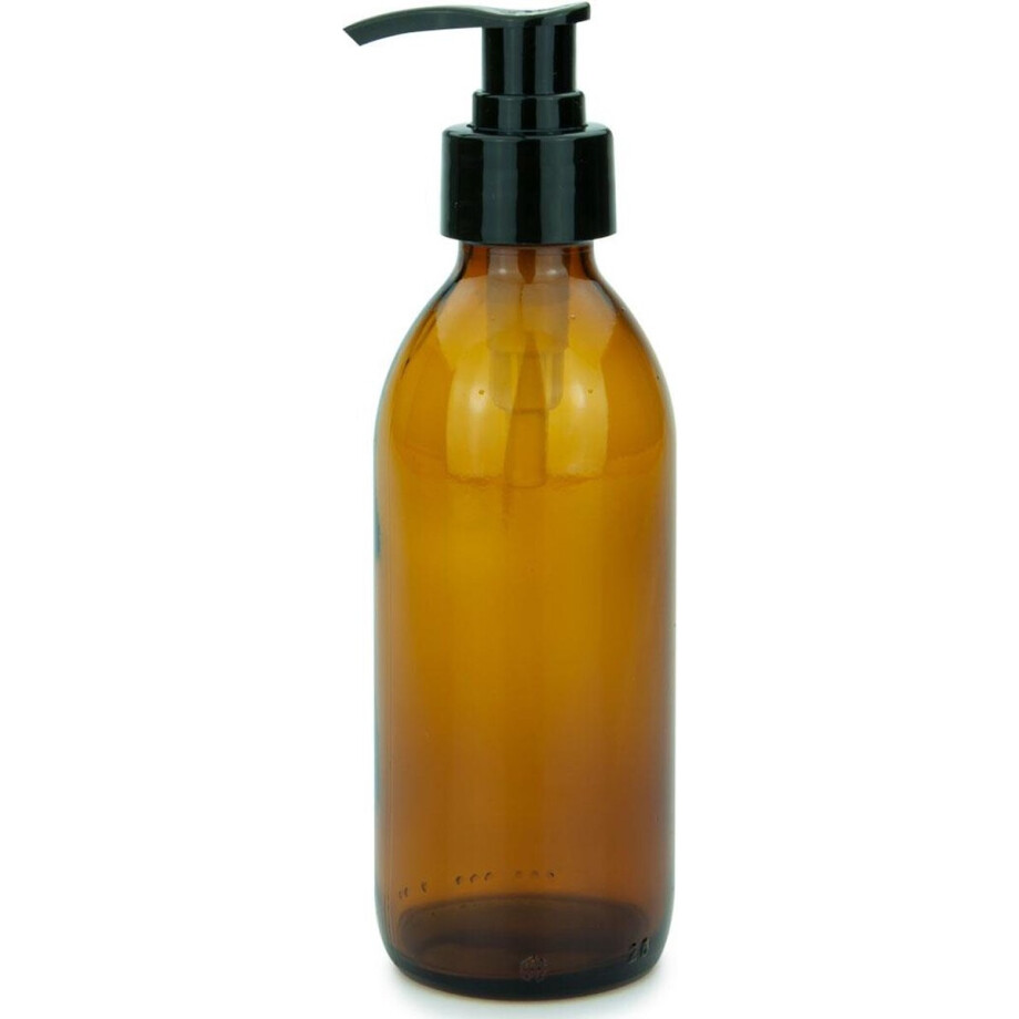 Pompflesje 200ml Leeg met Pomp 1st - Glas - Geschikt voor Vloeistoffen, Zepen - Navulbaar - Zeepdispenser - Glazen Pompfles afbeelding 1