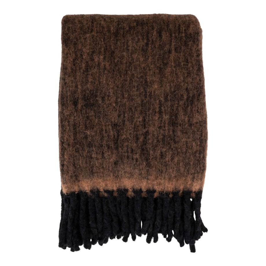 QUVIO Luxe en warme plaid - Bruin - 130x170 cm - Wol afbeelding 1