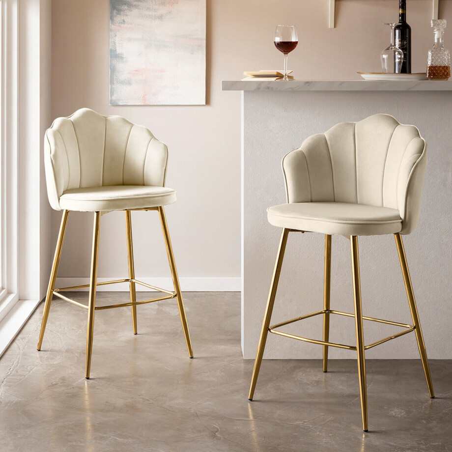 Artistiq Barkruk 'Alexander' Velvet, kleur beige (zithoogte 68cm) Artistiq Barkruk 'Alexander' Velvet, kleur beige (zithoogte 68cm) afbeelding 1