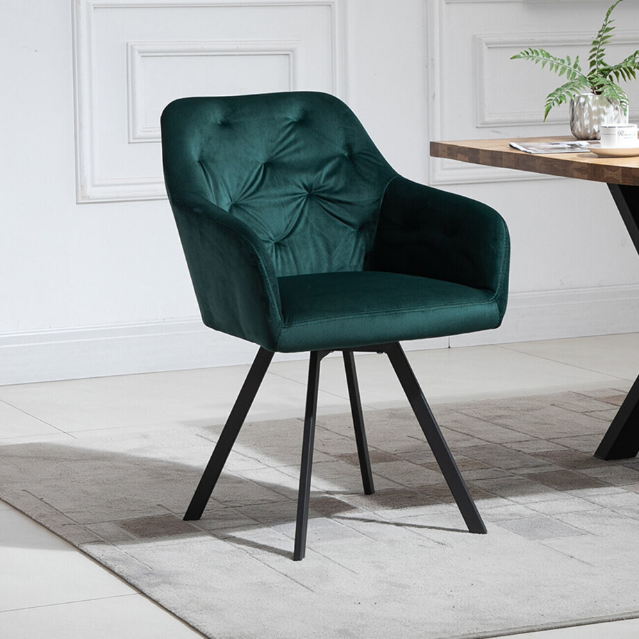 Artistiq Eetkamerstoel 'Romeo' Velvet, kleur groen Artistiq Eetkamerstoel 'Romeo' Velvet, kleur groen afbeelding 1