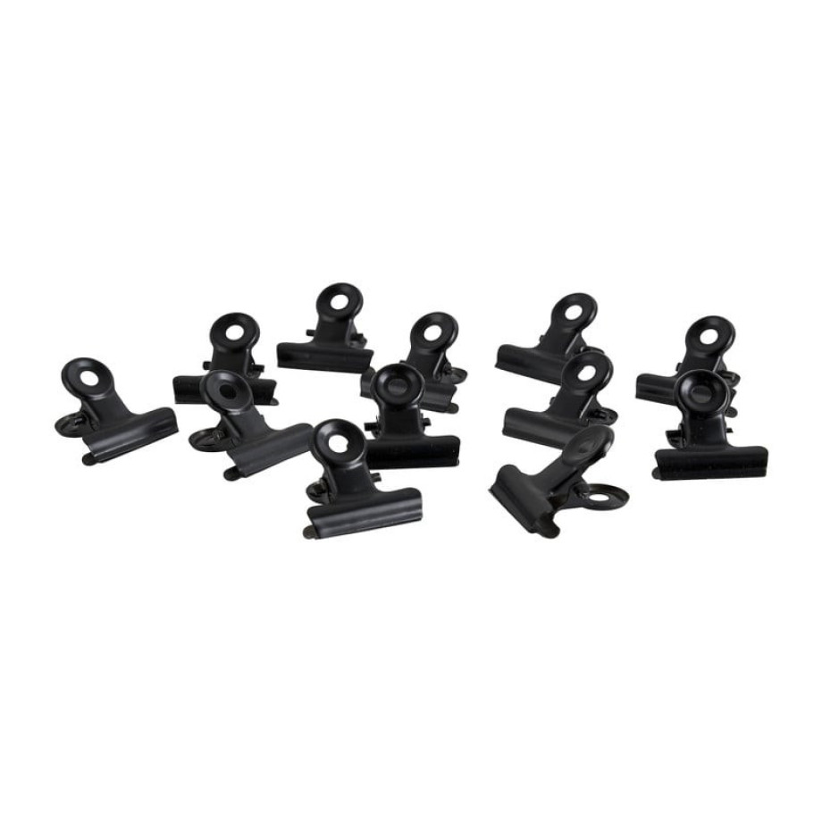 Mini clips metaal - zwart - 12 stuks afbeelding 