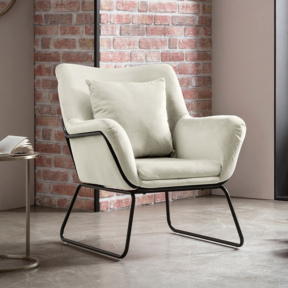 Artistiq Fauteuil 'Cecilio' Velvet, kleur beige afbeelding 1