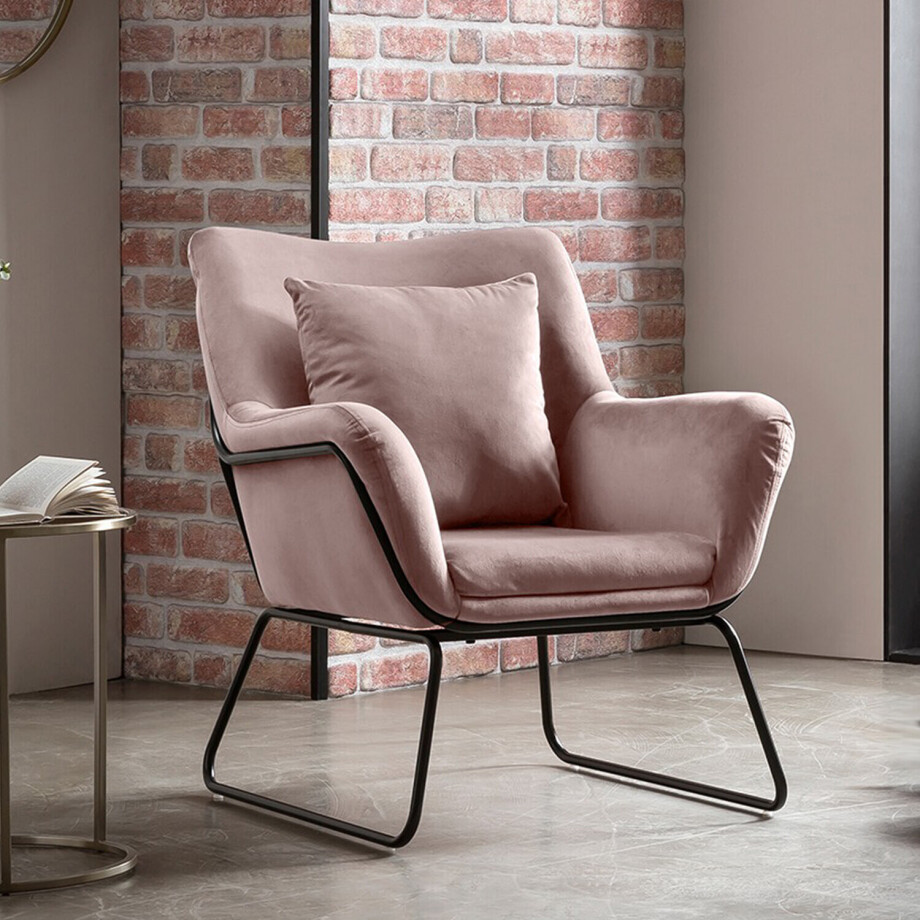 Artistiq Fauteuil 'Cecilio' Velvet, kleur roze Artistiq Fauteuil 'Cecilio' Velvet, kleur roze afbeelding 1