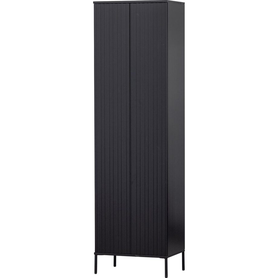 WOOOD New Gravure Hoge Kast - Grenen - Zwart - 210x60x42 afbeelding 1