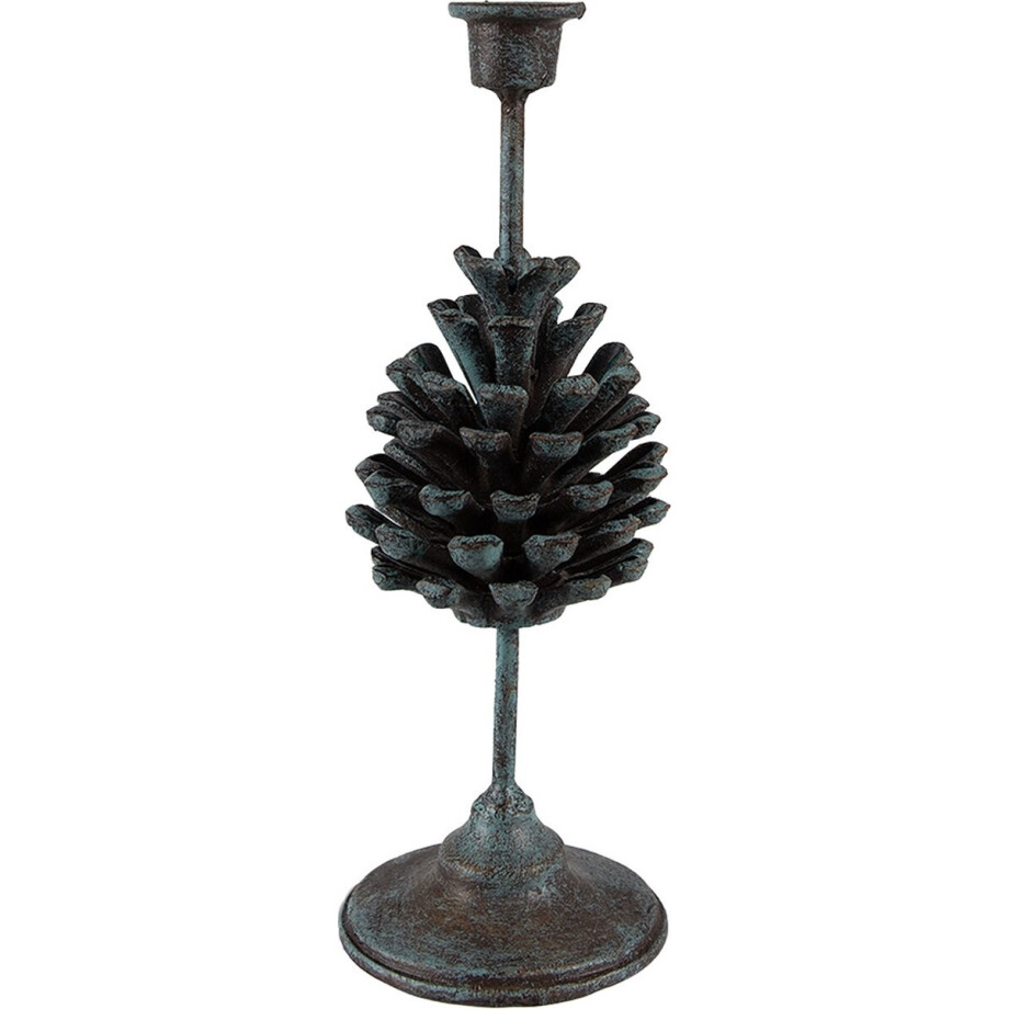 Clayre & Eef Kandelaar Dennenappel 27 cm Groen IJzer afbeelding 1
