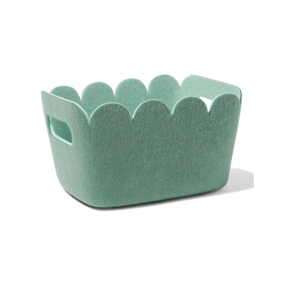 HEMA HEMA Mand 20x12cm Vilt Donkergroen HEMA HEMA Mand 20x12cm Vilt Donkergroen afbeelding