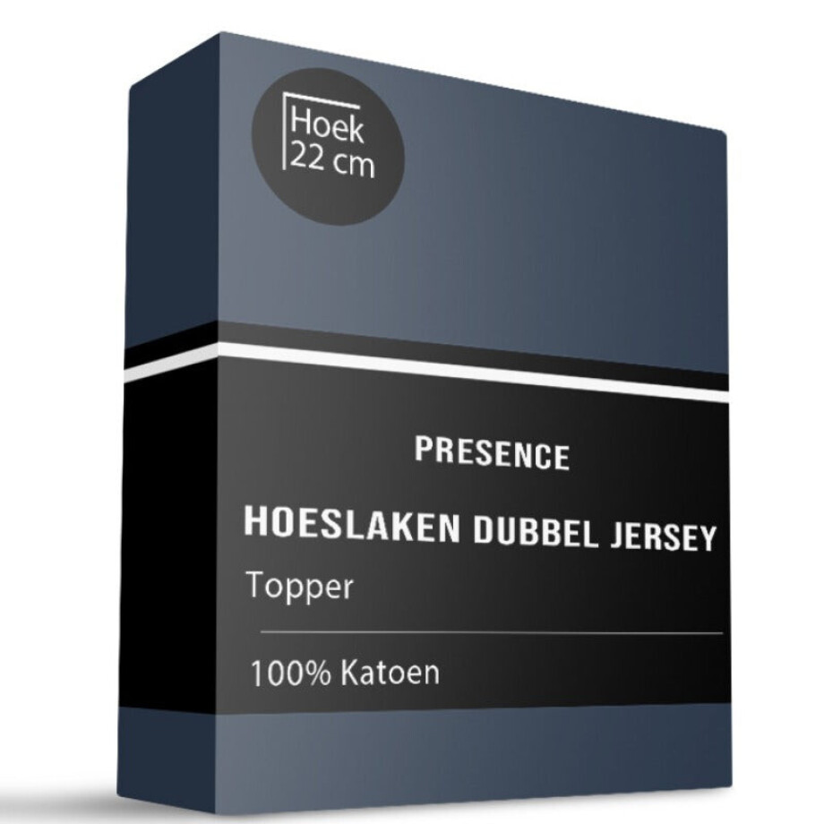 Topper Hoeslaken - Katoen Dubbel Jersey - Navy - 190x200cm - Blauw - Presence - Dekbed-Discounter.nl afbeelding 