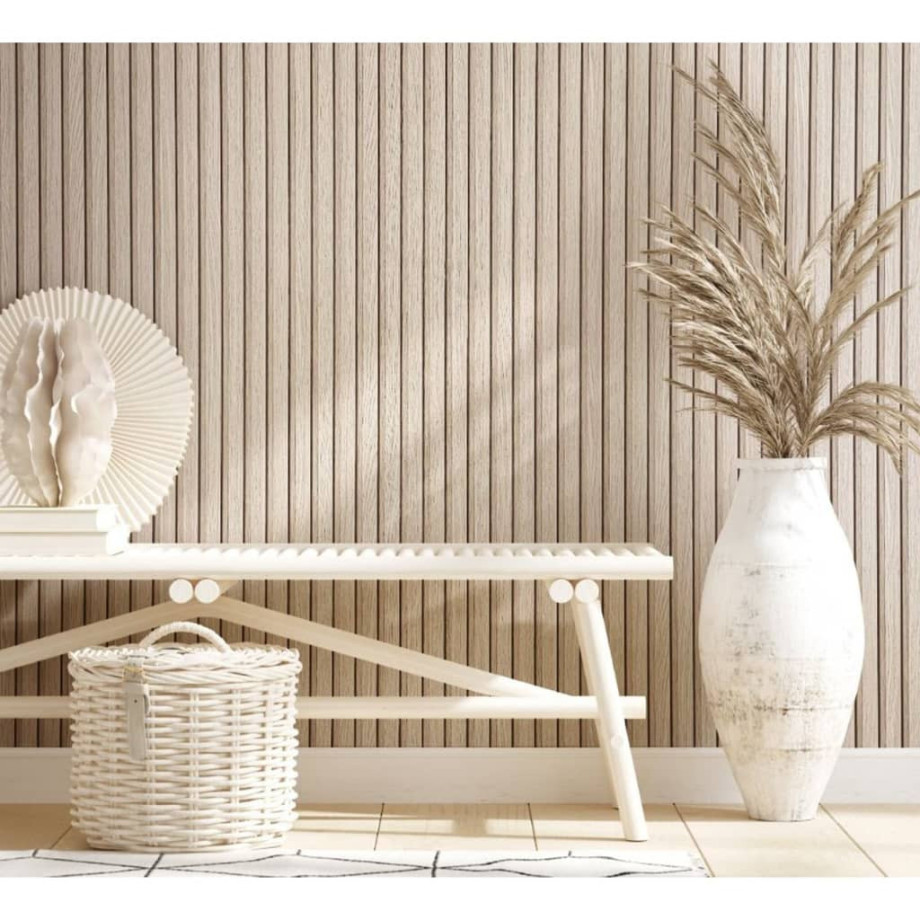 Noordwand Behang Botanica Wooden Slats beige afbeelding 1