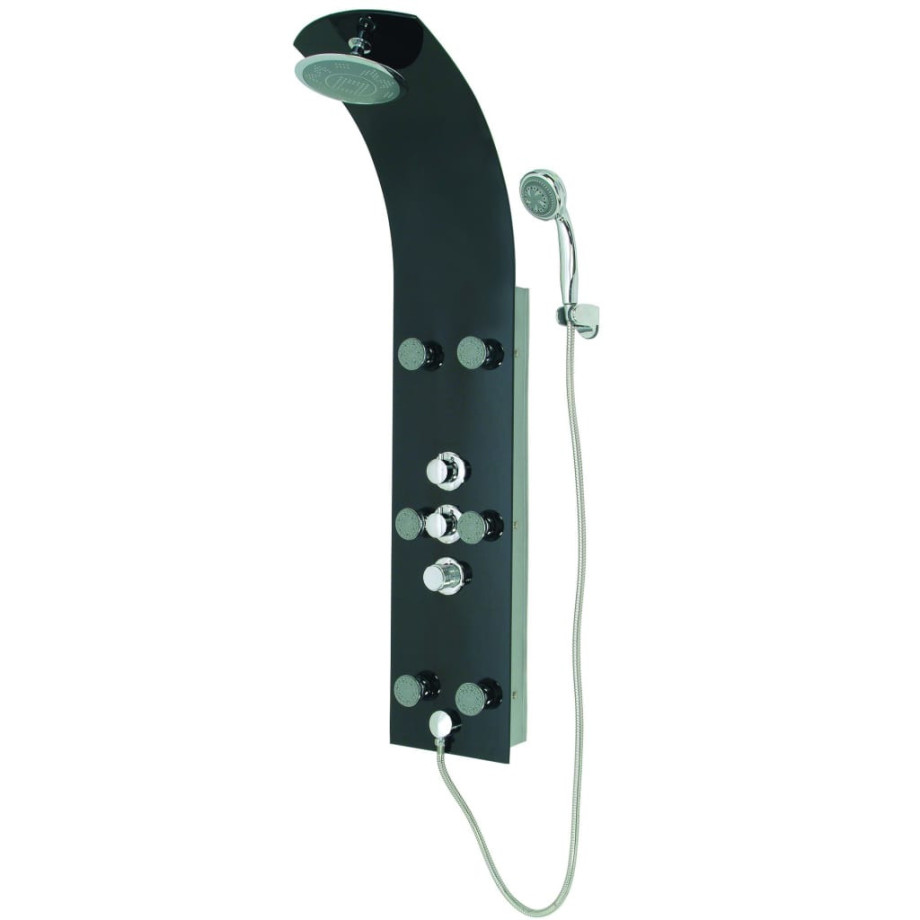 SCHÜTTE Douchepaneel met thermostatische kraan LANZAROTE glas zwart afbeelding 1