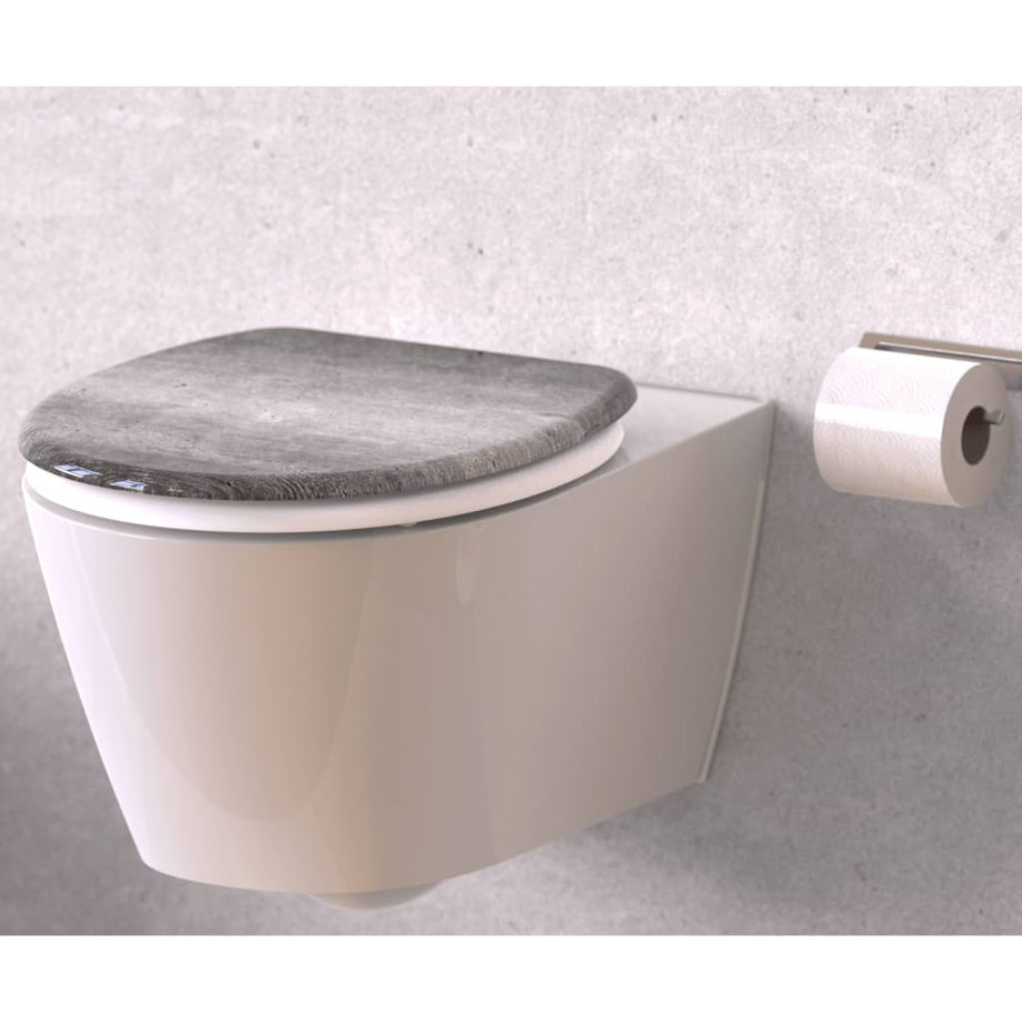 SCHÜTTE Toiletbril met soft-close INDUSTRIAL GREY afbeelding 1