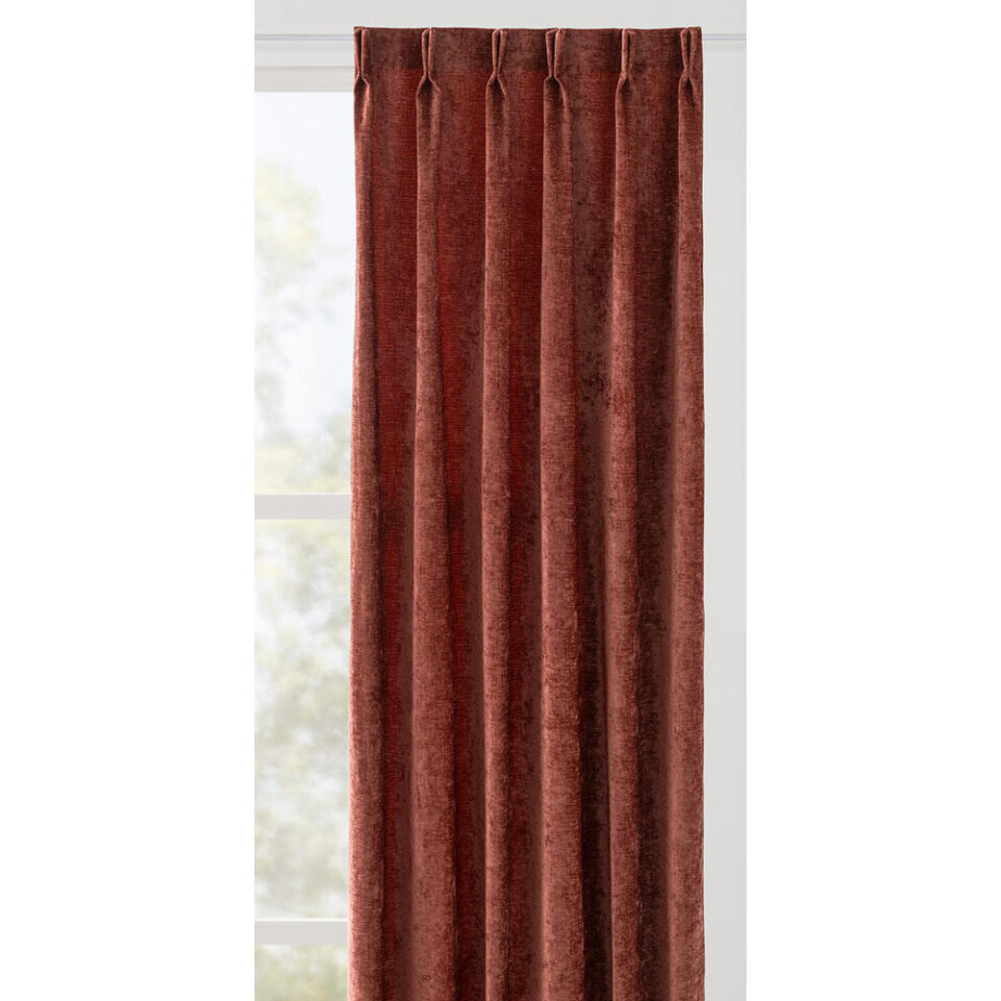 Leen Bakker - Gordijnstof Claes Lichtdoorlatend - Polyester - Rood - B145 Cm afbeelding 1