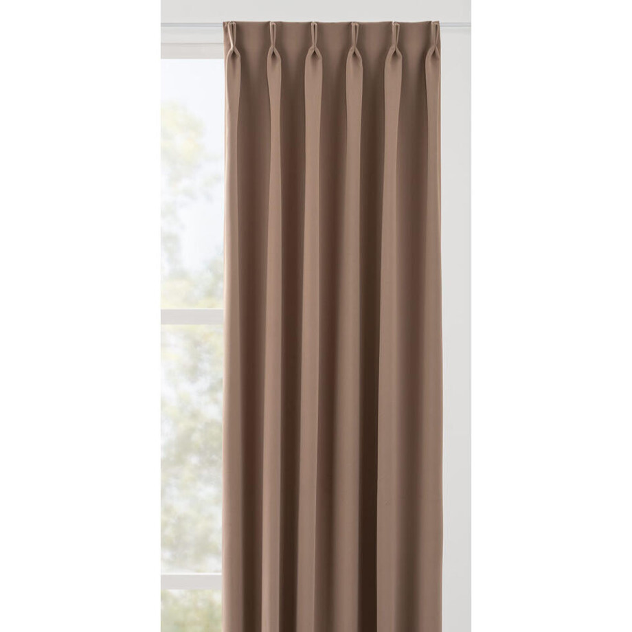 Leen Bakker - Gordijnstof Milano Semi Verduisterend - Polyester - Taupe - B145 Cm Leen Bakker - Gordijnstof Milano Semi Verduisterend - Polyester - Taupe - B145 Cm afbeelding 1