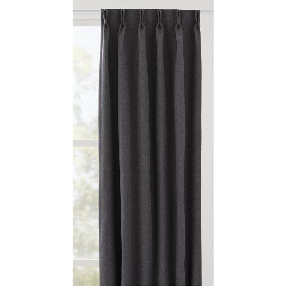 Leen Bakker - Gordijnstof Ribe - Antraciet - Polyester - Grijs - B150 Cm afbeelding 1