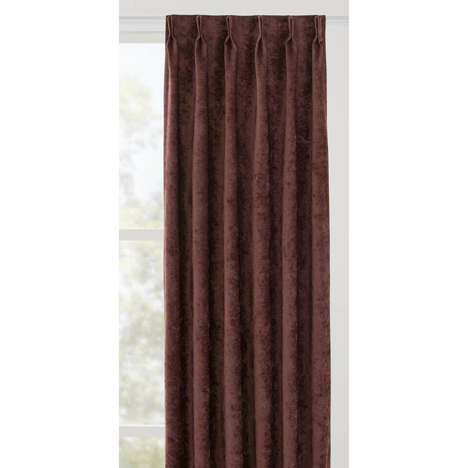 Leen Bakker - Gordijnstof Qiara Semi-verduisterend - Bordeaux - Polyester - Rood - B150 Cm afbeelding 1