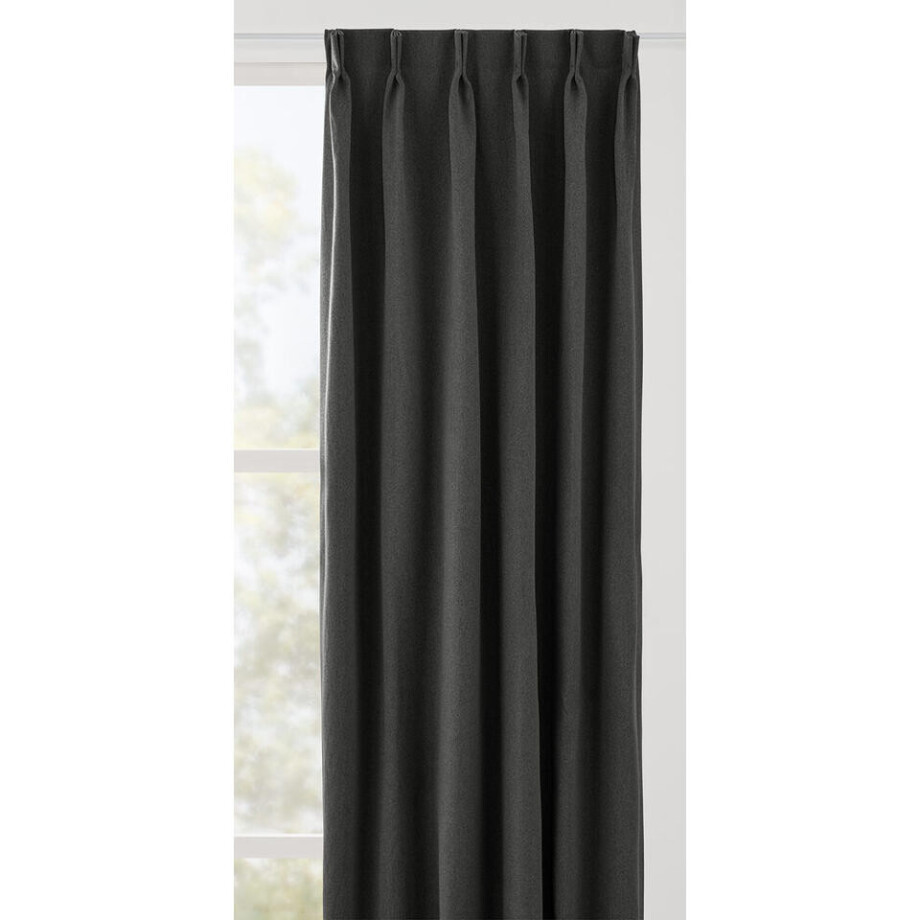 Leen Bakker - Gordijnstof Floris - Antraciet - Polyester - Grijs - B150 Cm Leen Bakker - Gordijnstof Floris - Antraciet - Polyester - Grijs - B150 Cm afbeelding 1