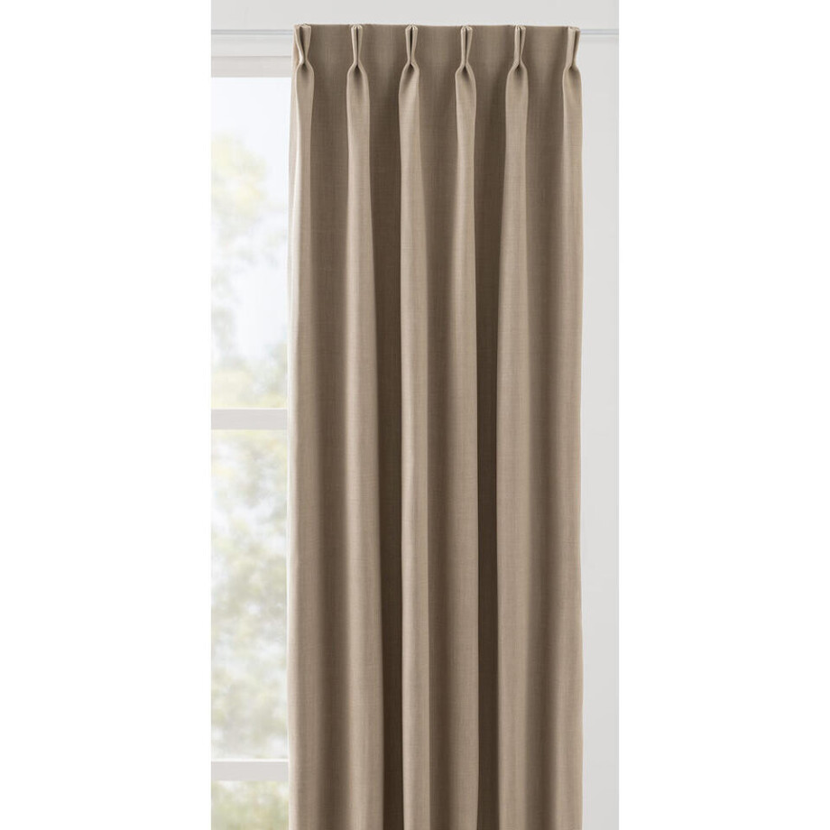 Leen Bakker - Gordijnstof Bowie Semi Verduisterend - Polyester - Beige - B150 Cm afbeelding 1