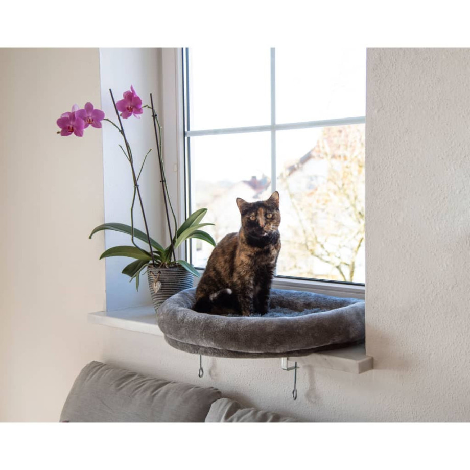 Kerbl Kattenbed voor aan het raam 55x35x10 cm grijs afbeelding 1
