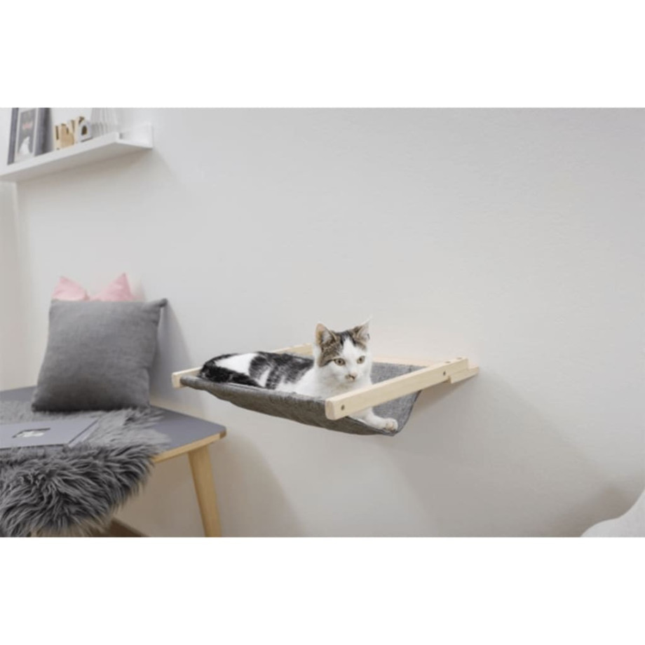 Kerbl Wandgemonteerd kattenhangmat Tofana 45x40 cm grijs 81544 afbeelding 1