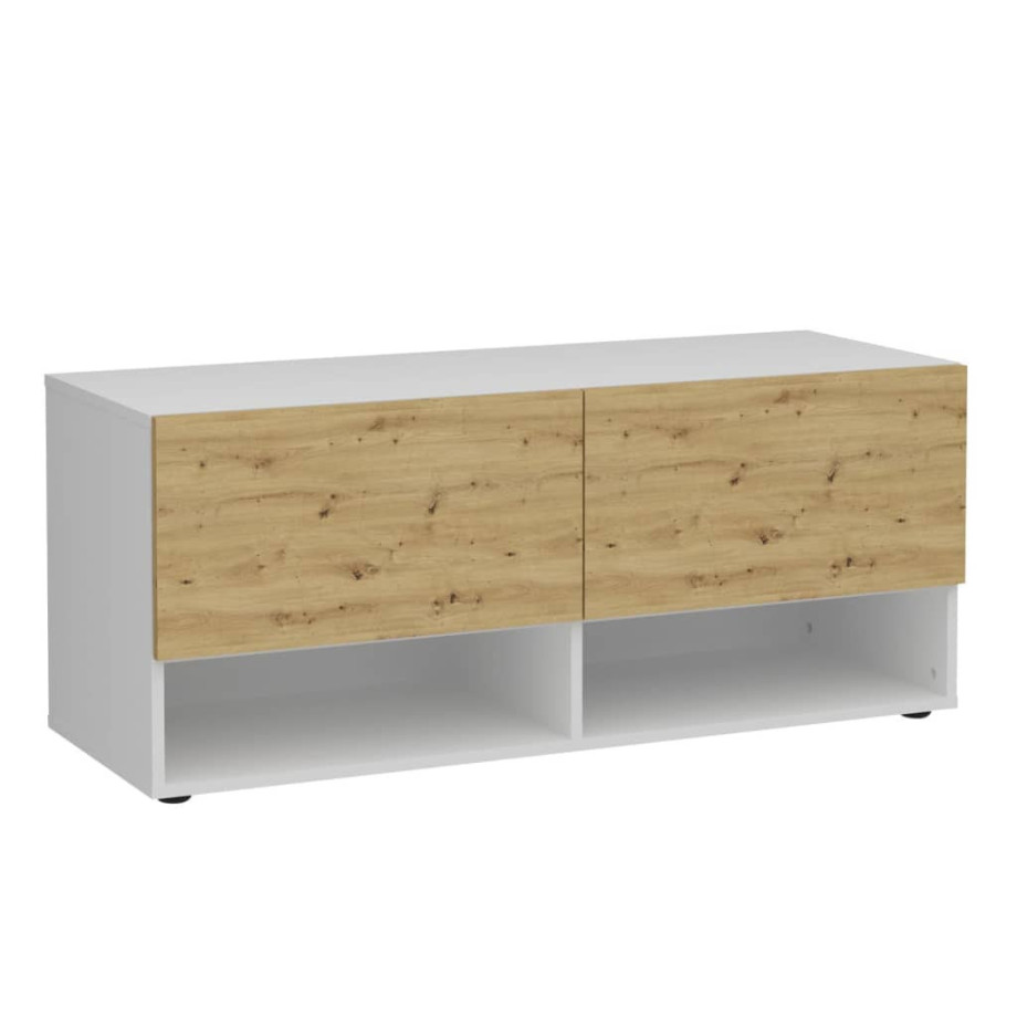 FMD Opbergbankje met 2 lades 108,9x41,7x46,1 cm wit en artisan eiken afbeelding 1