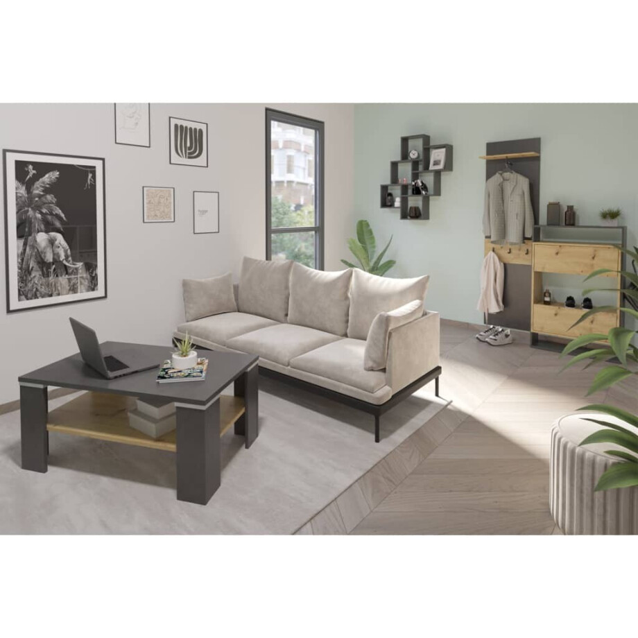 FMD Kapstok wandgemonteerd met schap 50x23x188 cm matera artisan eiken FMD Kapstok wandgemonteerd met schap 50x23x188 cm matera artisan eiken afbeelding 1