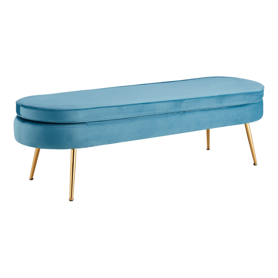 Artistiq Bankje 'Ignacio' Velvet, 142cm, kleur blauw Artistiq Bankje 'Ignacio' Velvet, 142cm, kleur blauw afbeelding 1