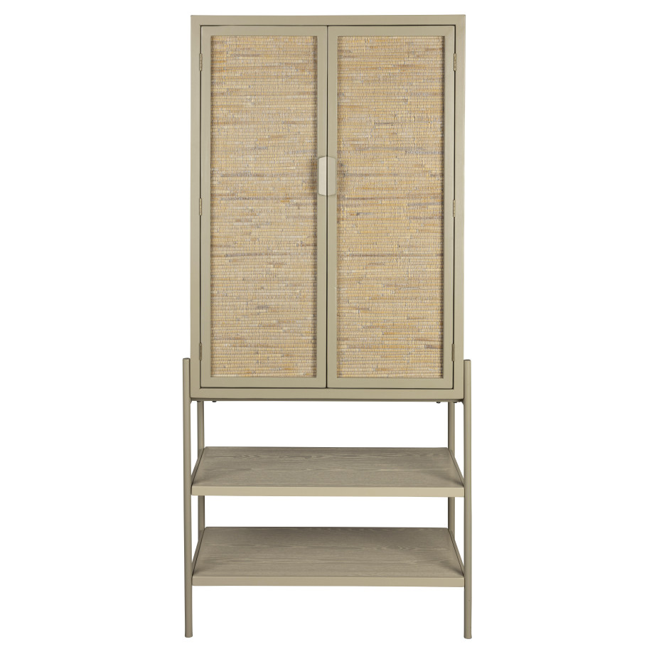 Dutchbone Opbergkast 'Yasu' Rattan, 160 x 70cm, kleur Beige afbeelding 1