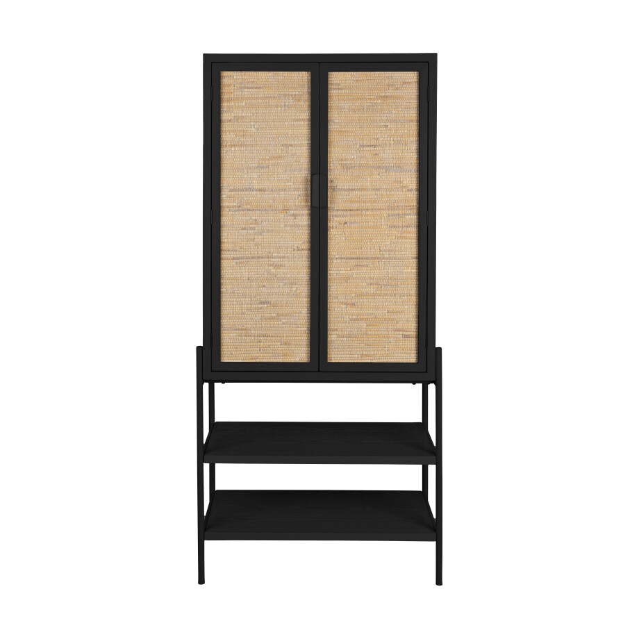 Dutchbone Opbergkast 'Yasu' Rattan, 160 x 70cm, kleur Zwart Dutchbone Opbergkast 'Yasu' Rattan, 160 x 70cm, kleur Zwart afbeelding 1