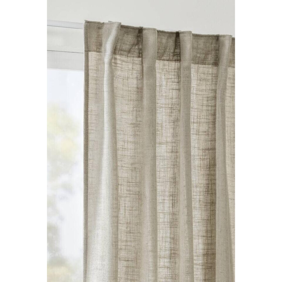 Leen Bakker - Gordijn Dante - 140x280 Cm (1 Stuk) - Polyester - Taupe afbeelding 1