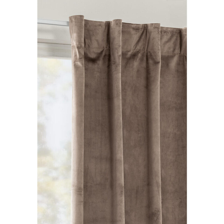 1+1 Gratis Leen Bakker - Gordijn Yara - 140x280 Cm (1 Stuk) - Polyester - Taupe 1+1 Gratis Leen Bakker - Gordijn Yara - 140x280 Cm (1 Stuk) - Polyester - Taupe afbeelding 1
