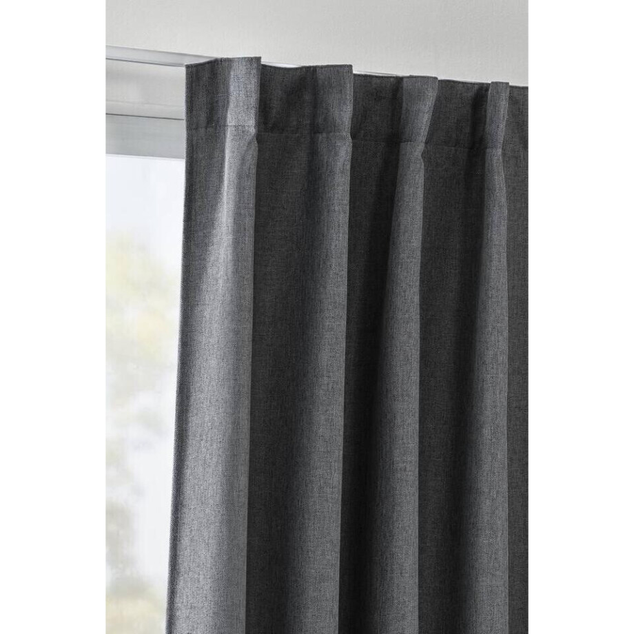 Leen Bakker - Gordijn Miran - Donker - 140x280 Cm (1 Stuk) - Polyester - Grijs afbeelding 1