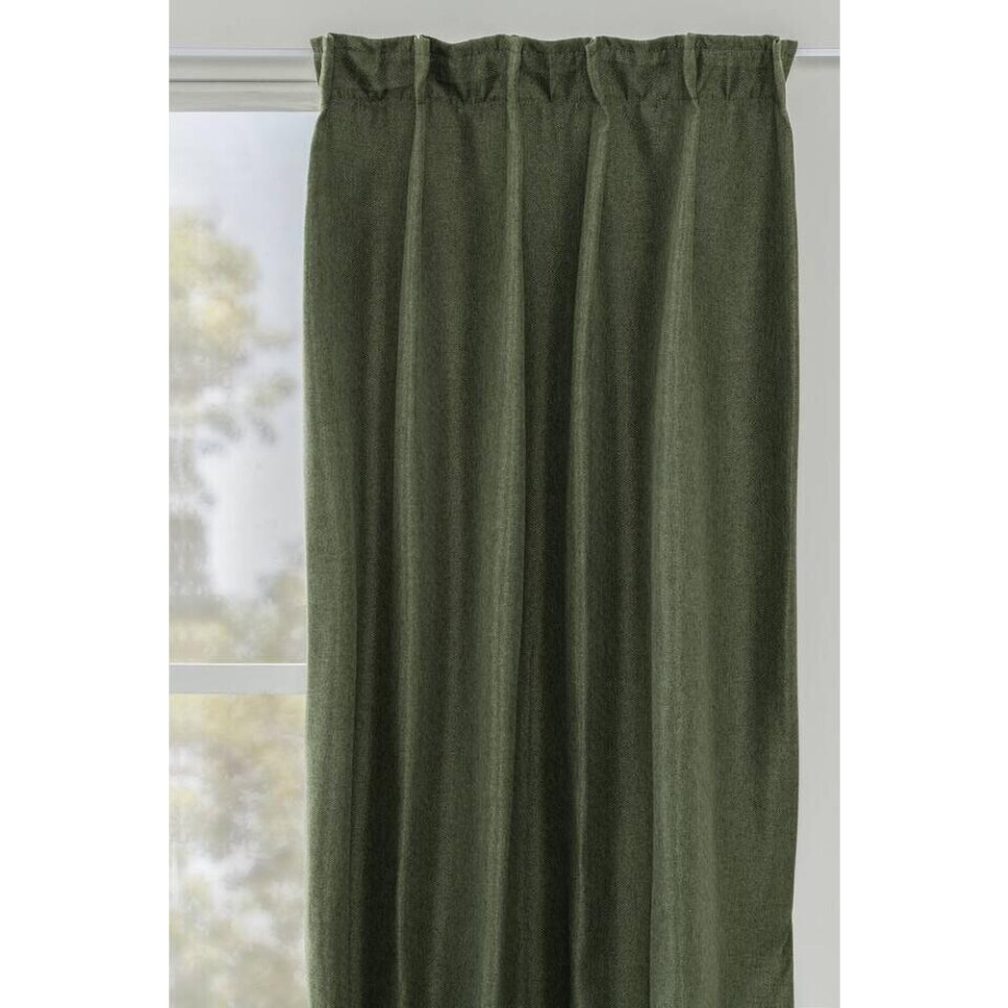 Leen Bakker - Gordijn Luca - 140x280 Cm (1 Stuk) - Polyester - Groen Leen Bakker - Gordijn Luca - 140x280 Cm (1 Stuk) - Polyester - Groen afbeelding 1