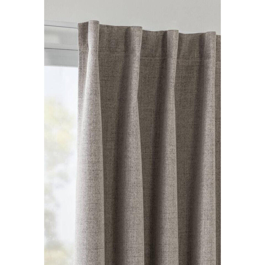 1+1 Gratis Leen Bakker - Gordijn Lana - 135x280 Cm (1 Stuk) - Polyester - Taupe 1+1 Gratis Leen Bakker - Gordijn Lana - 135x280 Cm (1 Stuk) - Polyester - Taupe afbeelding 1