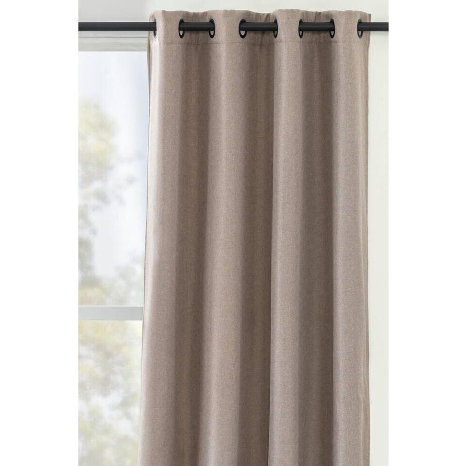 1+1 Gratis Leen Bakker - Gordijn Dion - 140x280 Cm (1 Stuk) - Polyester - Taupe 1+1 Gratis Leen Bakker - Gordijn Dion - 140x280 Cm (1 Stuk) - Polyester - Taupe afbeelding 1