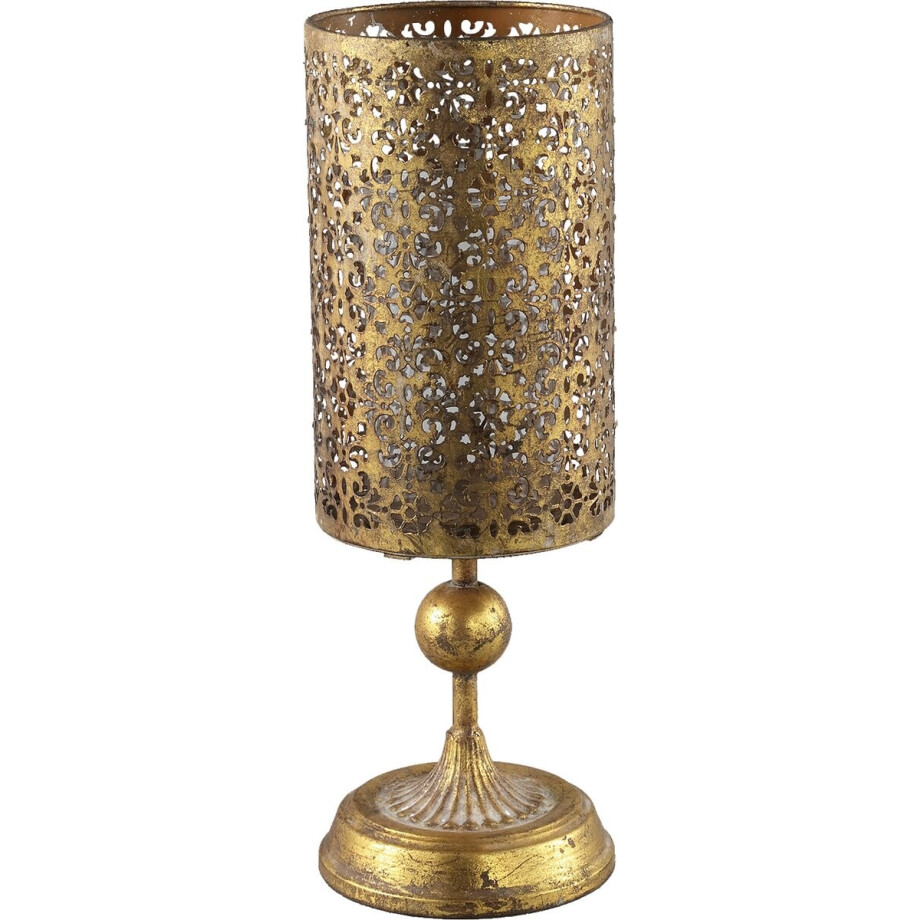 PTMD Celina metalen antiek goud windlicht kandelaar 48 cm - PTMD Celina iron antique gold candleholder round L PTMD Celina metalen antiek goud windlicht kandelaar 48 cm - PTMD Celina iron antique gold candleholder round L afbeelding 1