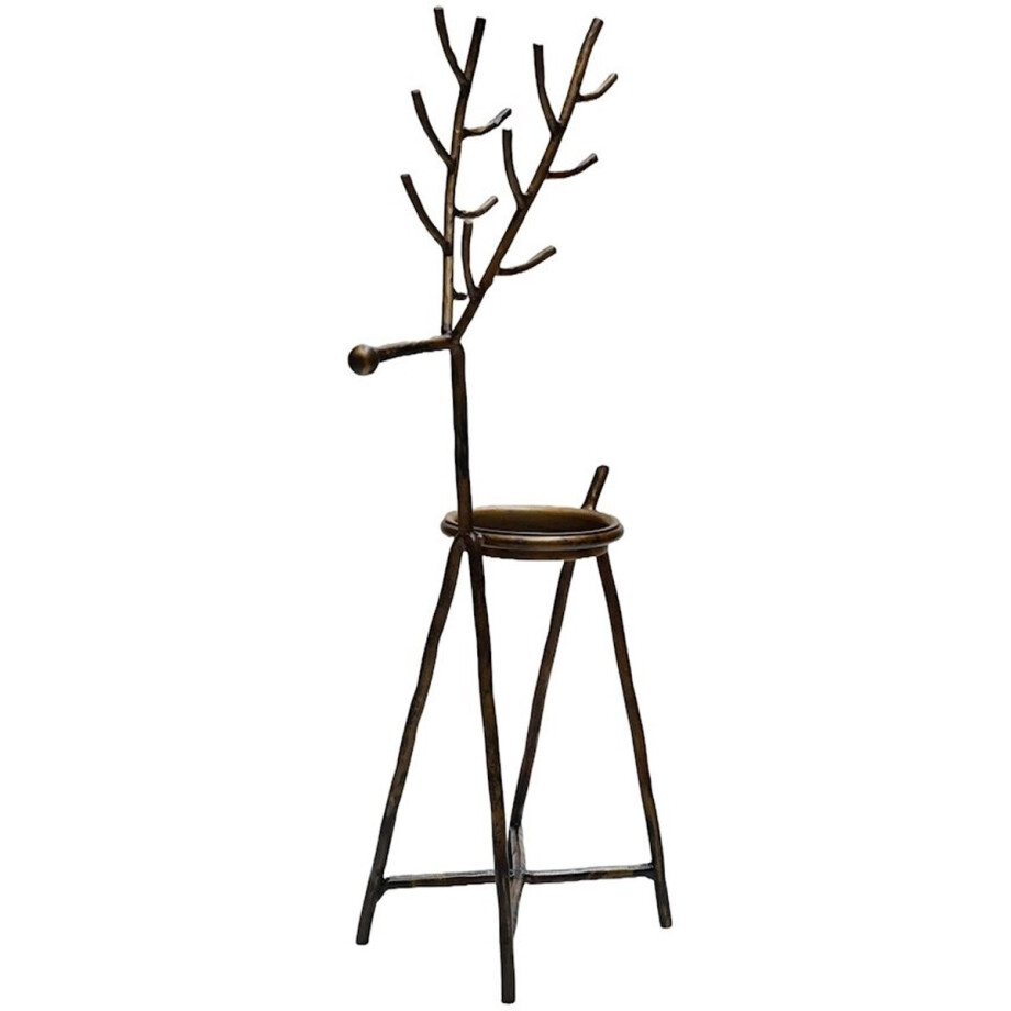 Kaarshouder Barinas | Hert | Waxinelichthouder | Aged brass - Warm goud | Kerst | L17 x B10 x H40 cm Kaarshouder Barinas | Hert | Waxinelichthouder | Aged brass - Warm goud | Kerst | L17 x B10 x H40 cm afbeelding 1