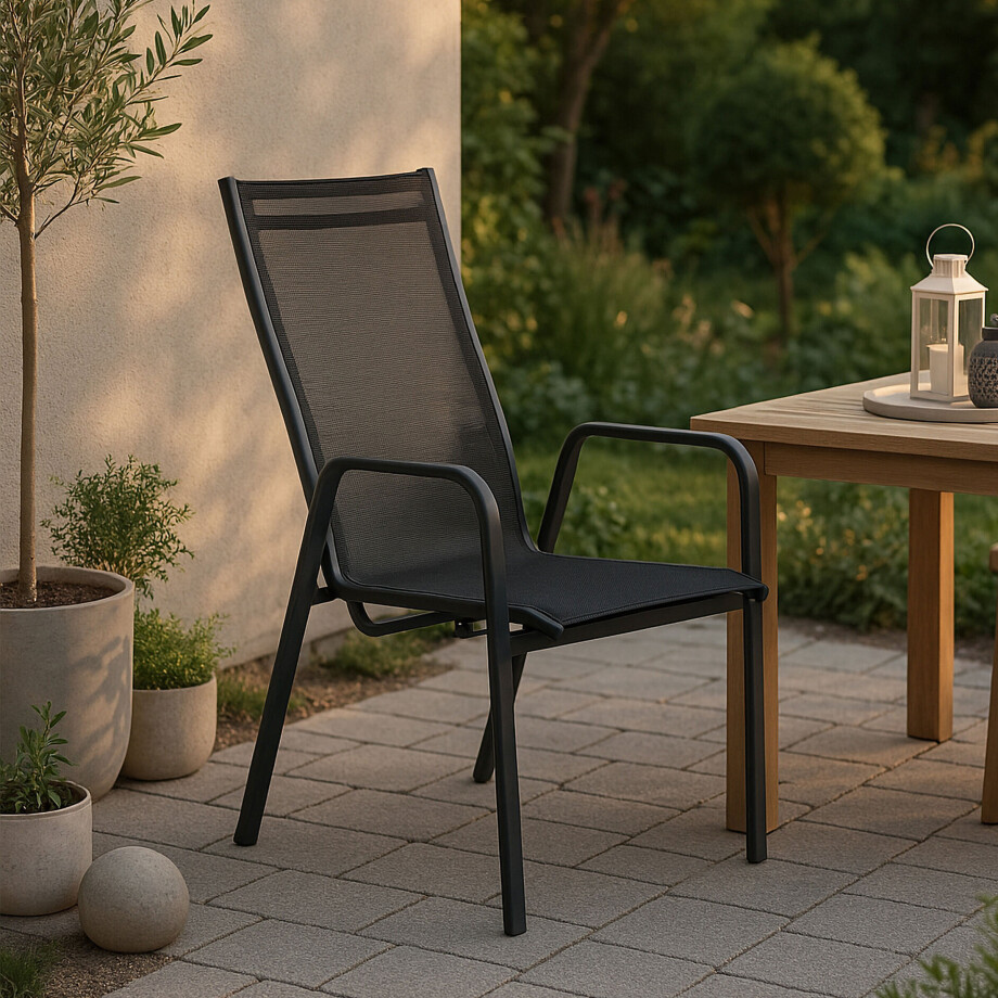 Nohr Verstelbare Tuinstoel 'Lasheka' kleur Zwart Nohr Verstelbare Tuinstoel 'Lasheka' kleur Zwart afbeelding 1