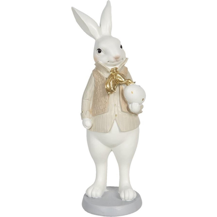 Clayre & Eef Beeld Konijn 10x10x25 cm Wit Beige Polyresin Woonaccessoires Clayre & Eef Beeld Konijn 10x10x25 cm Wit Beige Polyresin Woonaccessoires afbeelding 1