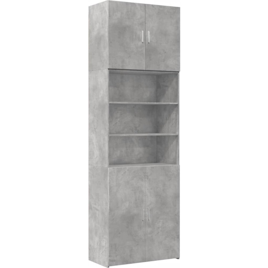 vidaXL - Hoge - kast - 80x42,5x249 - cm - bewerkt - hout - betongrijs afbeelding 1