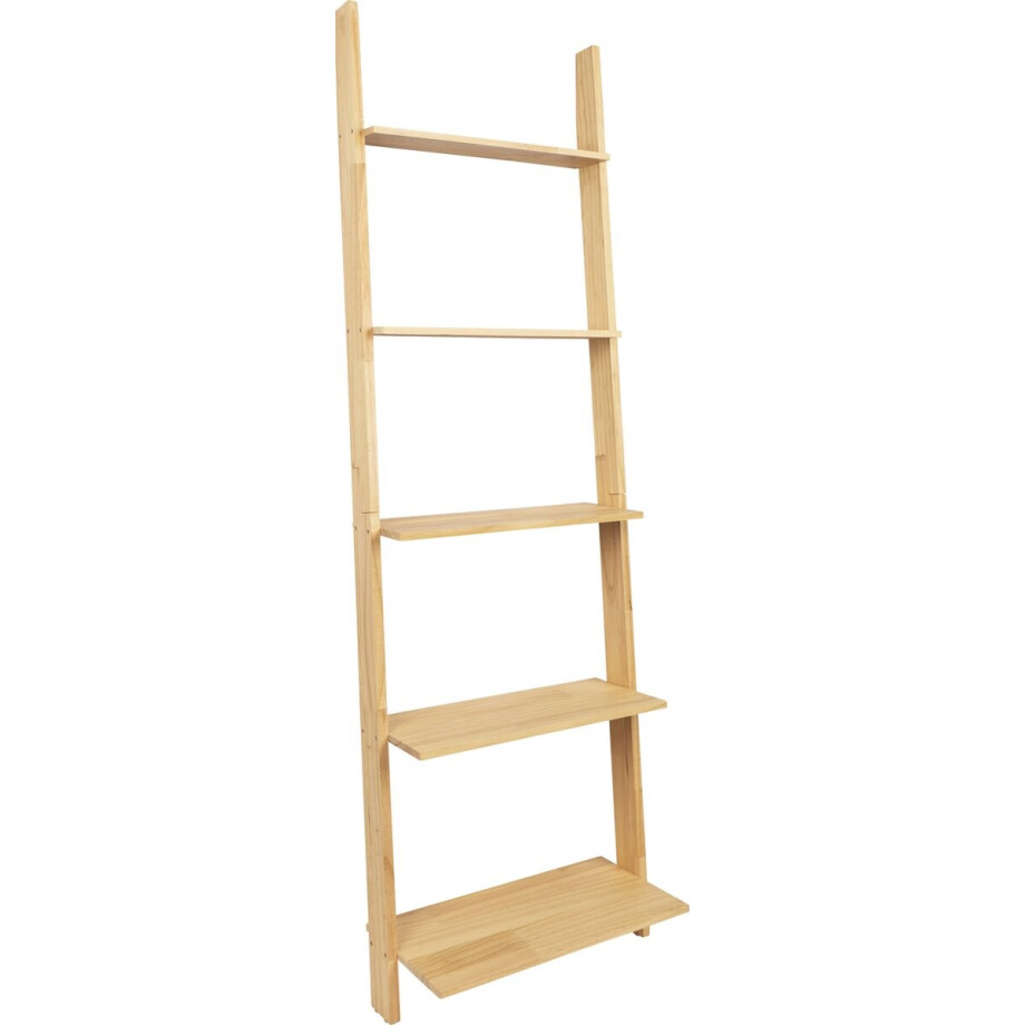 QUVIO Decoratie ladder - Deco ladder voor muur - Deco ladder met 5 treden - Hout - 25 x 50 x 160 cm (lxbxh) QUVIO Decoratie ladder - Deco ladder voor muur - Deco ladder met 5 treden - Hout - 25 x 50 x 160 cm (lxbxh) afbeelding 1