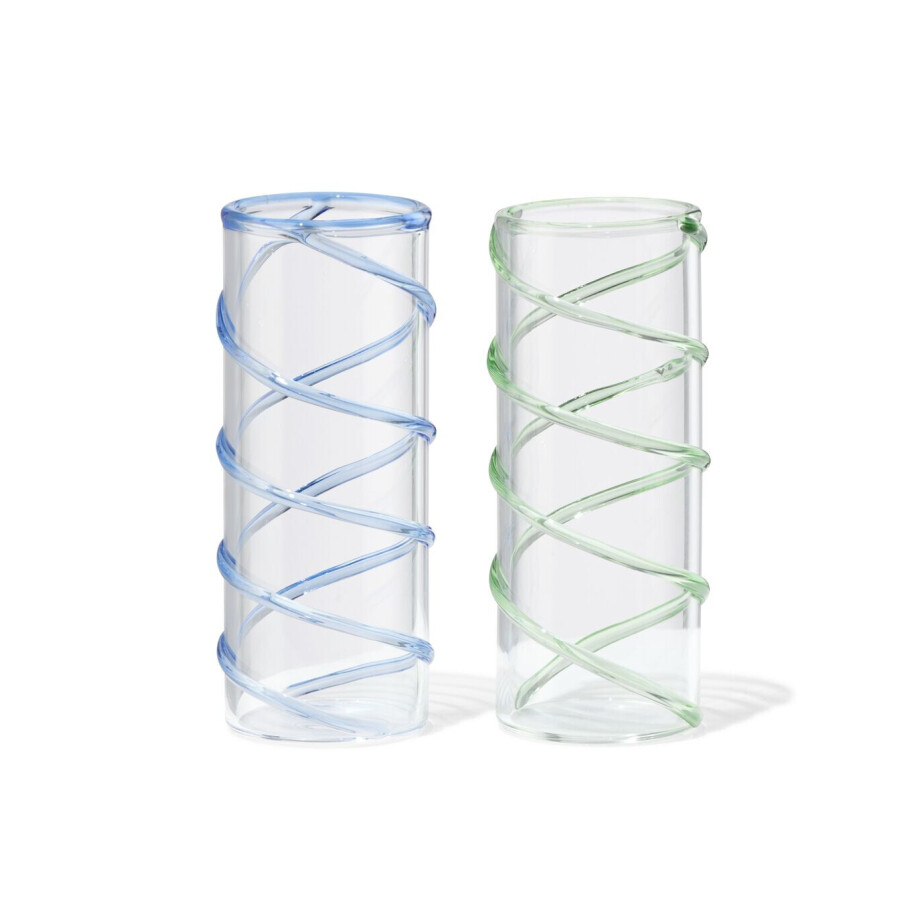HEMA HEMA Borrelglaasjes Spiraal Groen-blauw - 2 Stuks afbeelding 