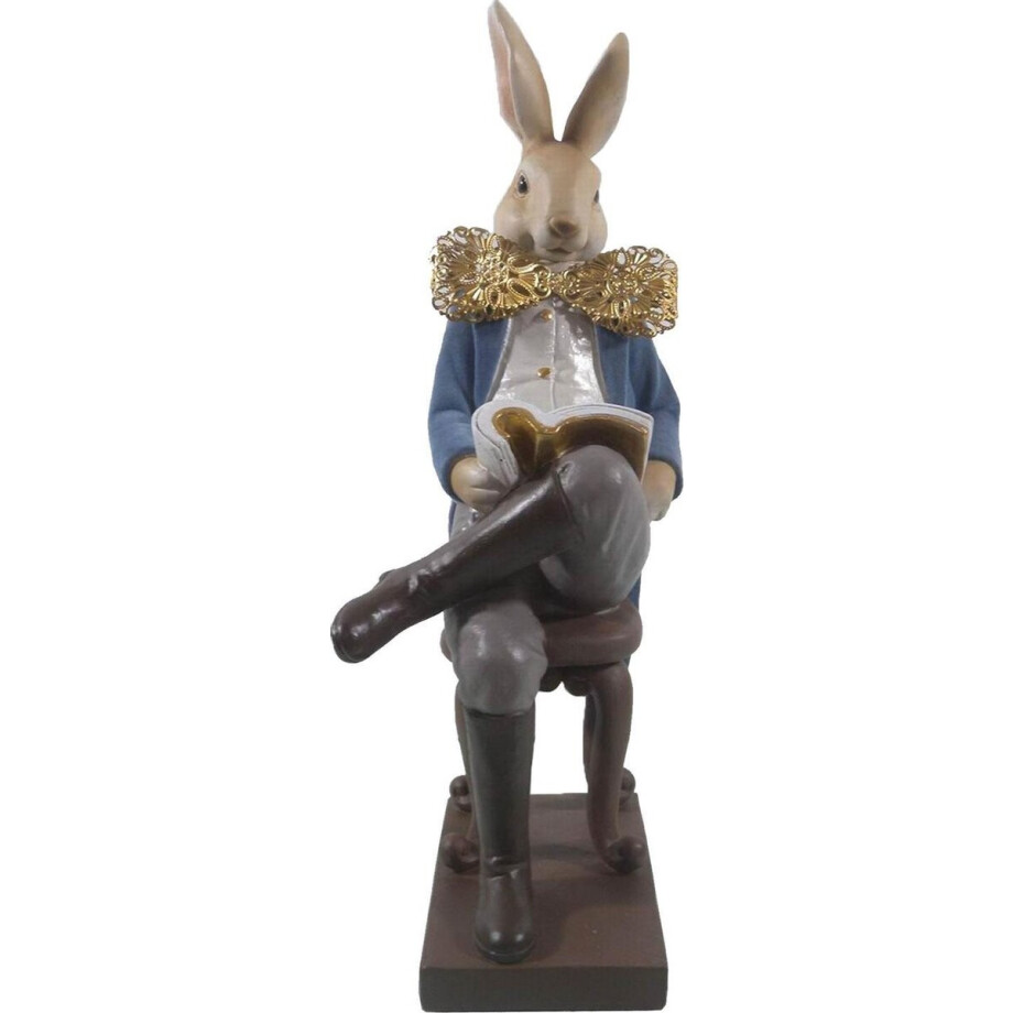 Clayre & Eef Beeld Konijn 17x15x41 cm Blauw Polyresin Woonaccessoires Clayre & Eef Beeld Konijn 17x15x41 cm Blauw Polyresin Woonaccessoires afbeelding 1