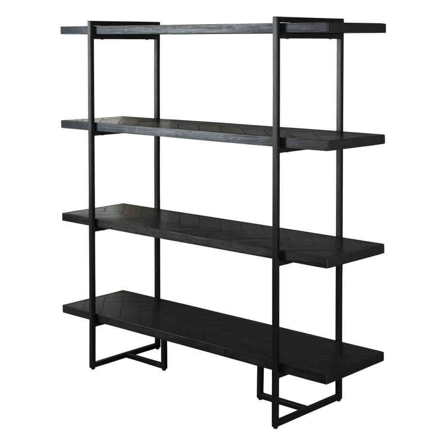 Dutchbone Wandrek 'Class' Acaciahout, 146 x 140cm, kleur Zwart Dutchbone Wandrek 'Class' Acaciahout, 146 x 140cm, kleur Zwart afbeelding 1