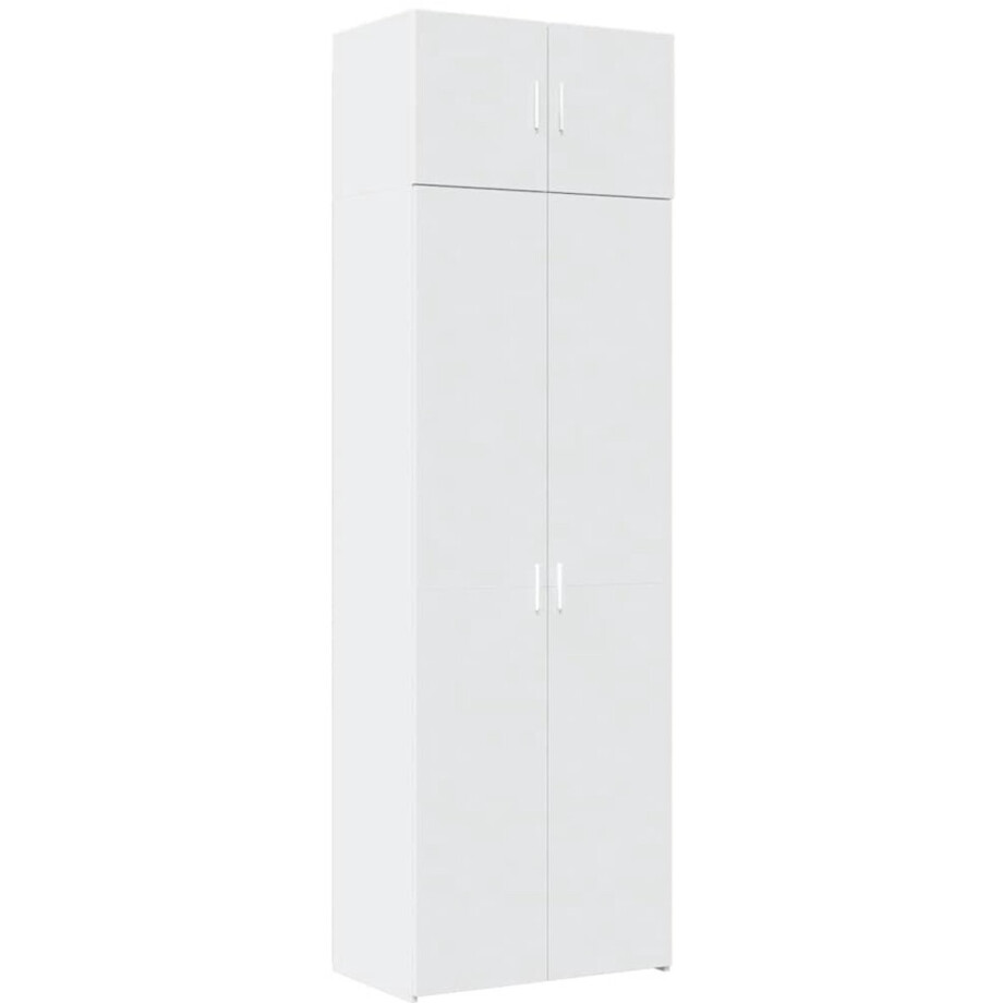 vidaXL - Opbergkast - 70x42,5x225 - cm - bewerkt - hout - wit afbeelding 1