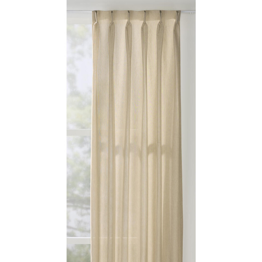 Leen Bakker - Gordijnstof Jolanda Transparant - Zand - Polyester/Linnen/Gerecycled Kunststof - Beige#Crème#Bruin - H297 Cm afbeelding 1