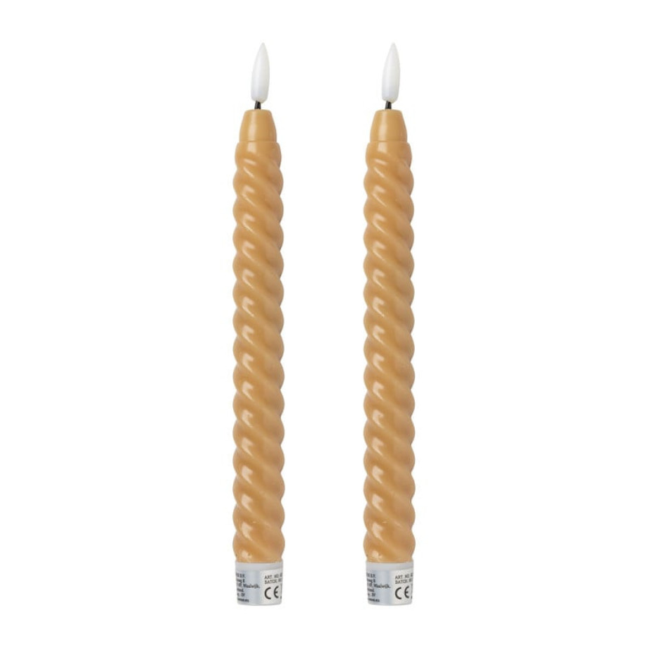 LED dinerkaars twist - taupe - set van 2 - ø2.2x24.5 cm afbeelding 