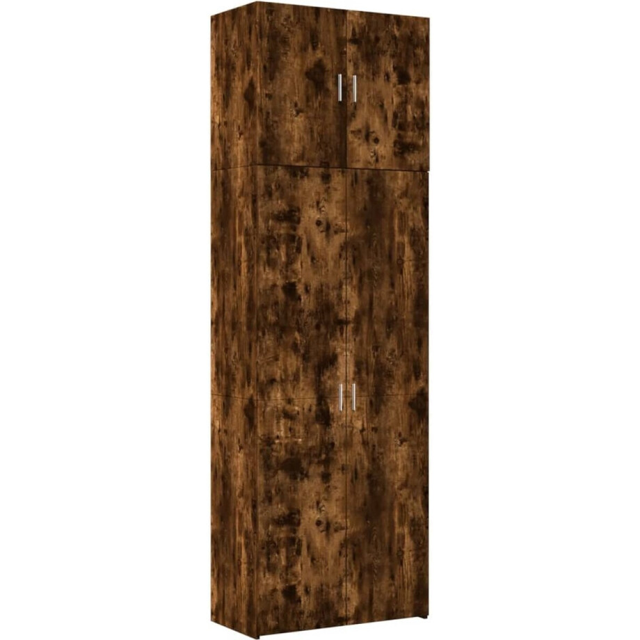 vidaXL - Hoge - kast - 80x42,5x249 - cm - bewerkt - hout - gerookt - eikenkleurig afbeelding 1